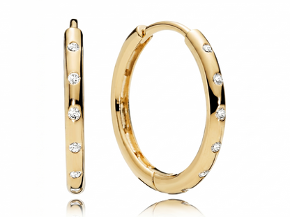Men’s Round Diamond Hoop Earrings | Scattered Bezel Set Design