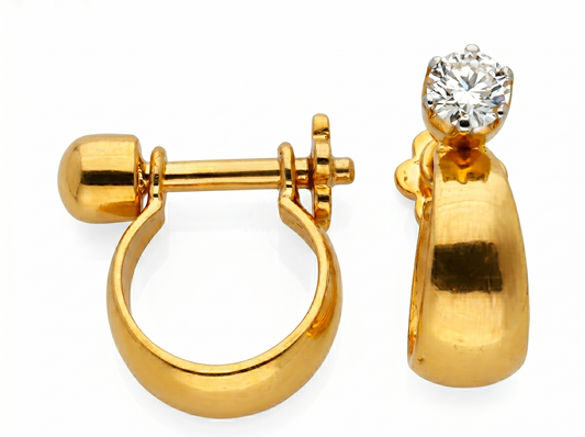 Men’s Round Diamond Hoop Earrings | Single Solitaire Drop Design