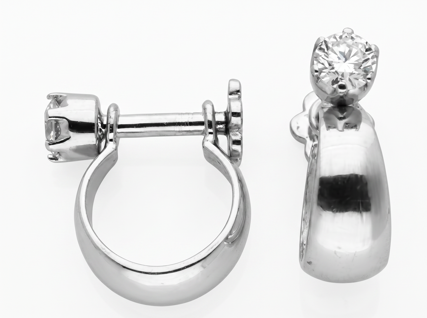 men’s round diamond hoop earrings | single solitaire drop design