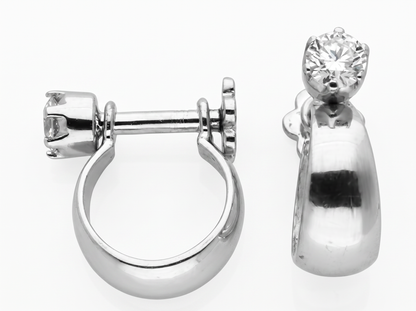 Men’s Round Diamond Hoop Earrings | Single Solitaire Drop Design