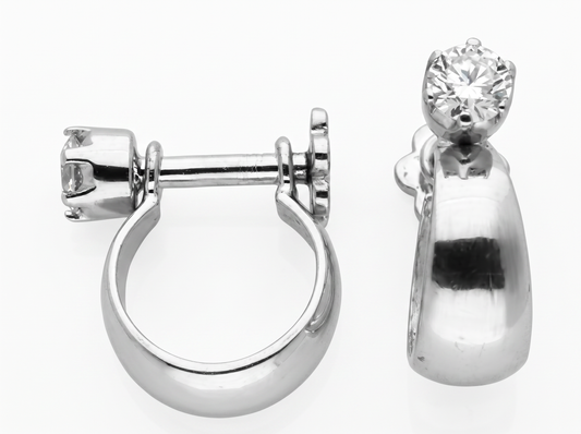 Men’s Round Diamond Hoop Earrings | Single Solitaire Drop Design