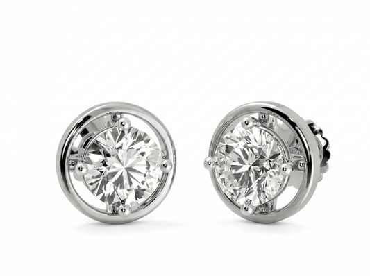Men’s Square Diamond Cluster Stud Earrings | Multi Stone Grid Design