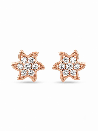Round Cut Diamond Stud Women's Earrings | Floral Cluster Design