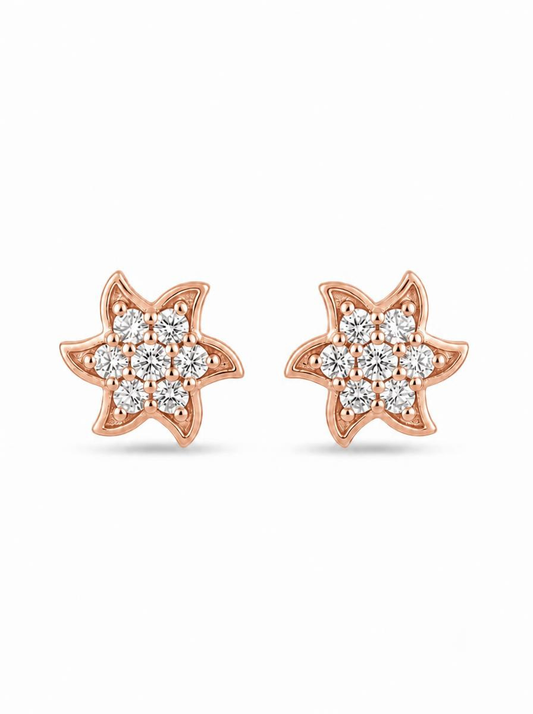Round Cut Diamond Stud Women's Earrings | Floral Cluster Design