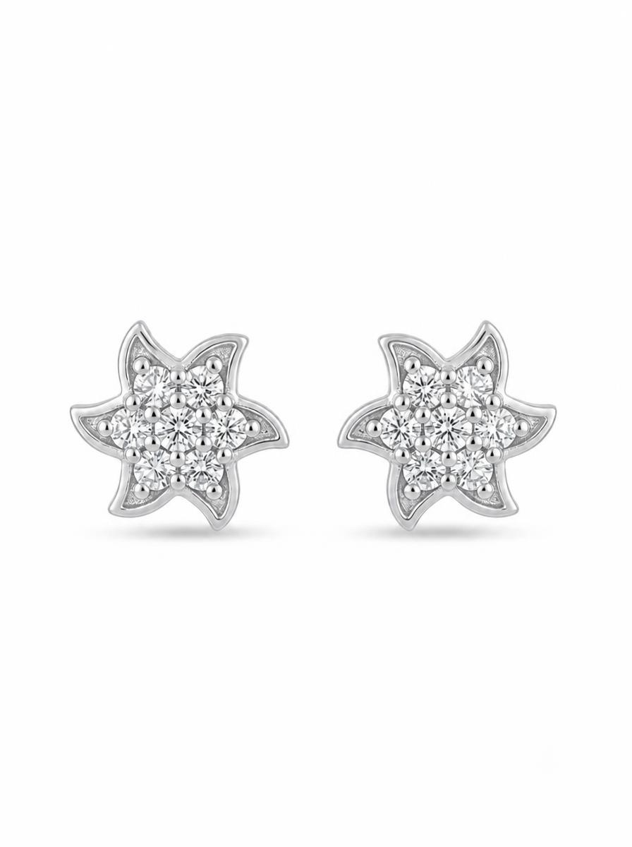 round cut diamond stud women's earrings | floral cluster design