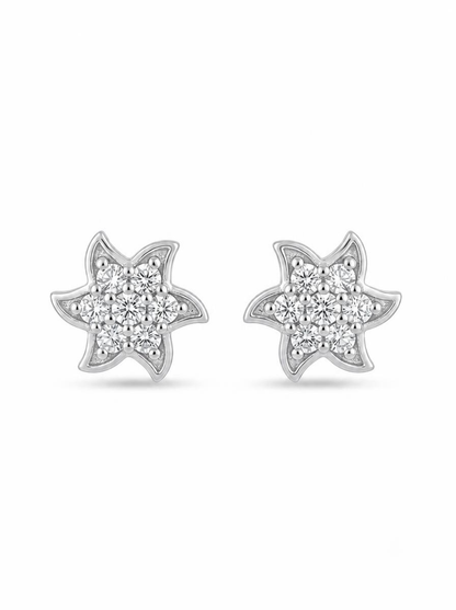 Round Cut Diamond Stud Women's Earrings | Floral Cluster Design