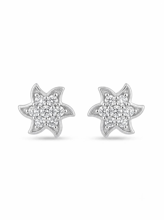 Round Cut Diamond Stud Women's Earrings | Floral Cluster Design