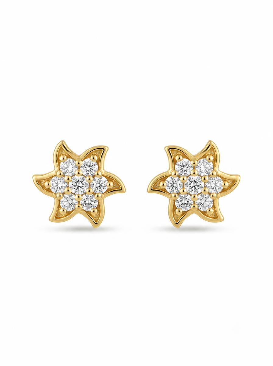 round cut diamond stud women's earrings | floral cluster design