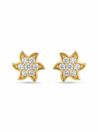 Round Cut Diamond Stud Women's Earrings | Floral Cluster Design
