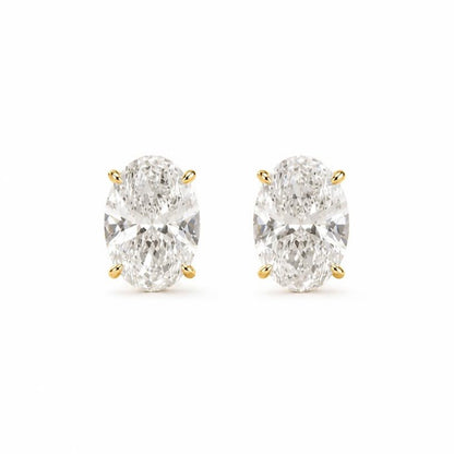 Oval Cut Diamond Stud Women's Earrings | 1ct Four Prong Solitaire Design