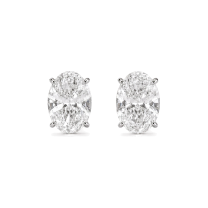 Oval Cut Diamond Stud Women's Earrings | 1ct Four Prong Solitaire Design