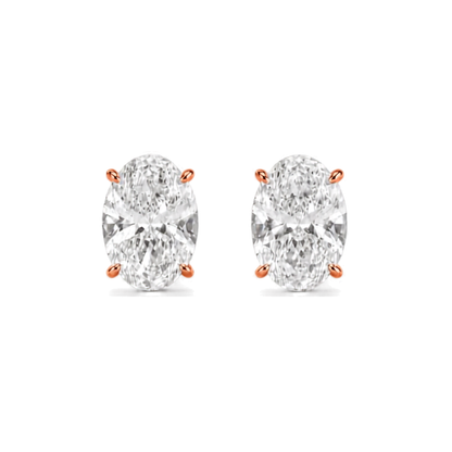 Oval Cut Diamond Stud Women's Earrings | 1ct Four Prong Solitaire Design