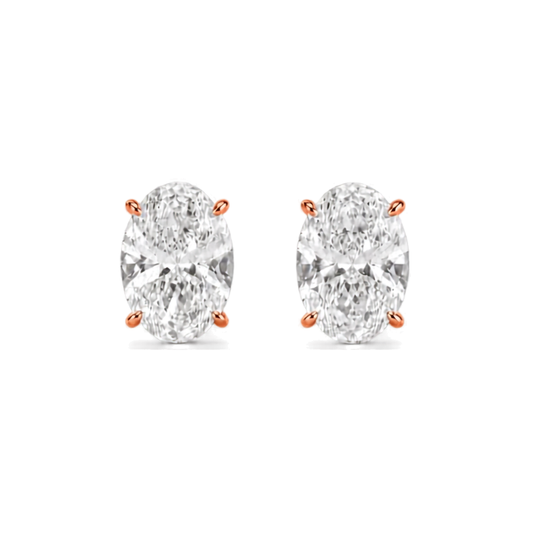 Oval Cut Diamond Stud Women's Earrings | 1ct Four Prong Solitaire Design