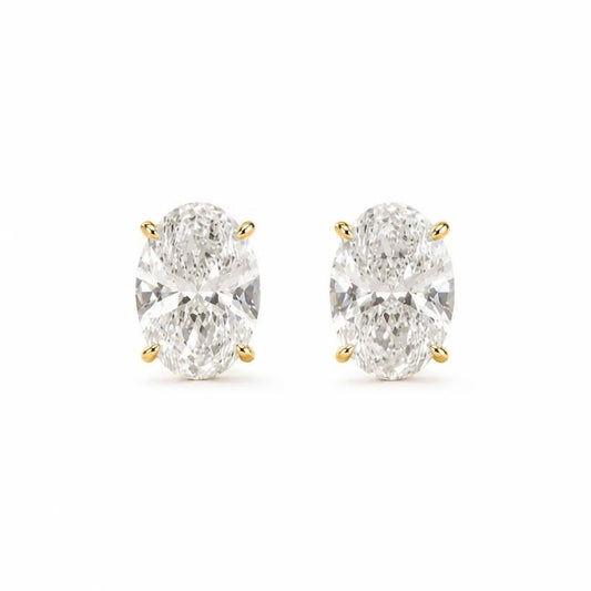 Oval Cut Diamond Stud Women's Earrings | 2ct Four Prong Solitaire Design