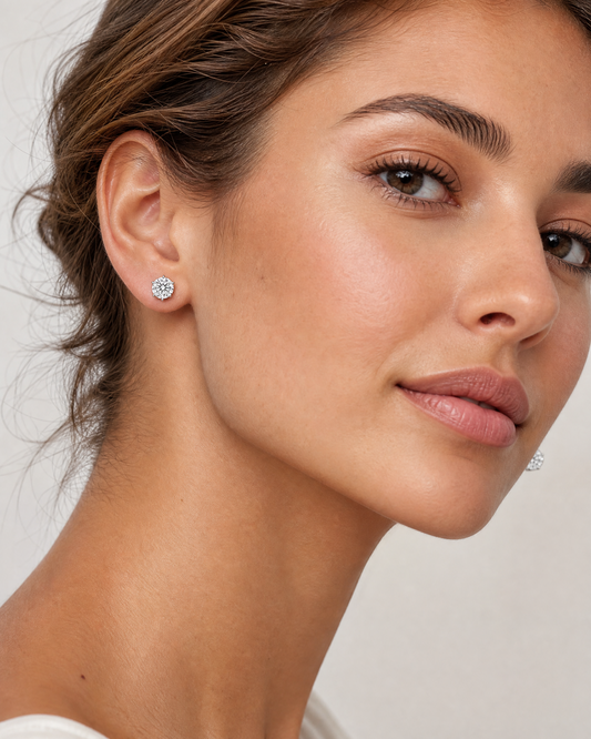 Round Cut Diamond Stud Women's Earrings | 2ct Solitaire Four Prong Setting