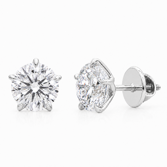 Round Cut Diamond Stud Women's Earrings | 2ct Solitaire Four Prong Setting