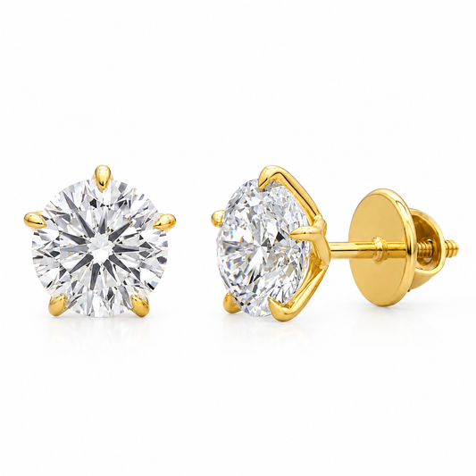 Round Cut Diamond Stud Women's Earrings | 2ct Solitaire Four Prong Setting