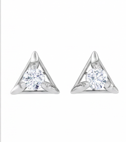 Triangular Frame Diamond Stud Earrings | Sculpted Prong-Set Open Design