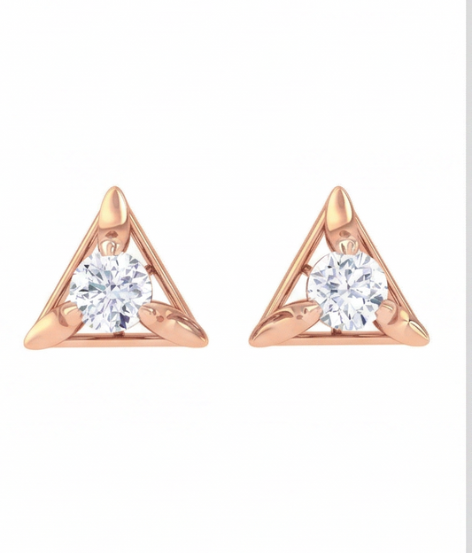 Triangular Frame Diamond Stud Earrings | Sculpted Prong-Set Open Design