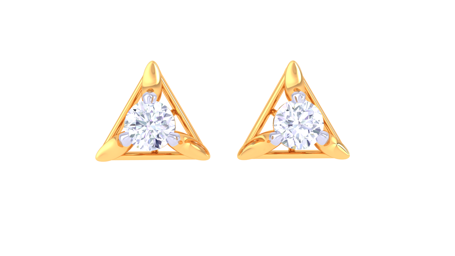 triangular frame diamond stud earrings | sculpted prong-set open design
