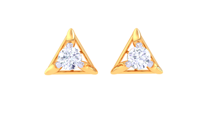 Triangular Frame Diamond Stud Earrings | Sculpted Prong-Set Open Design