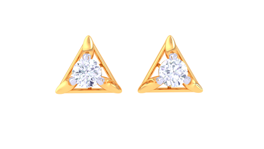 Triangular Frame Diamond Stud Earrings | Sculpted Prong-Set Open Design