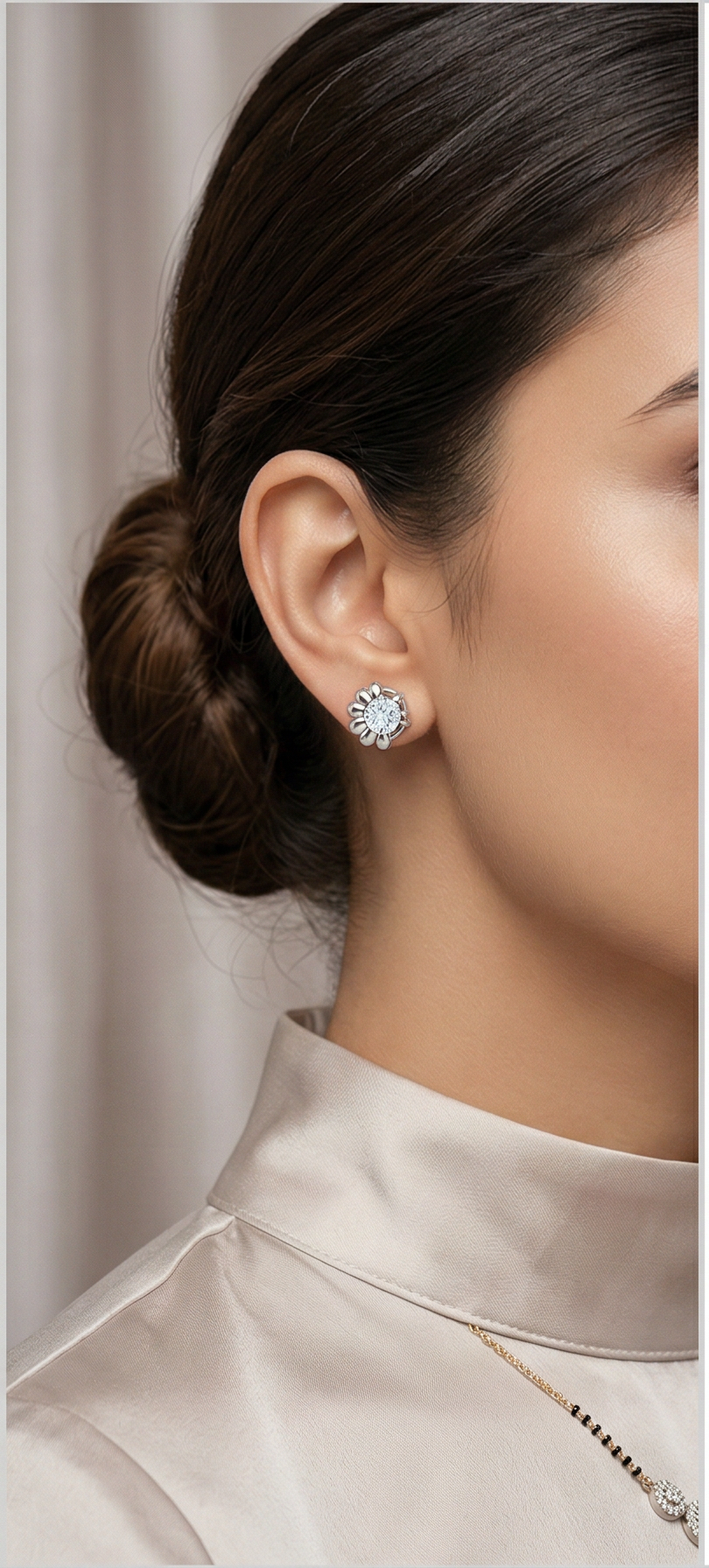petal bloom diamond stud earrings | sculpted prong-set floral design