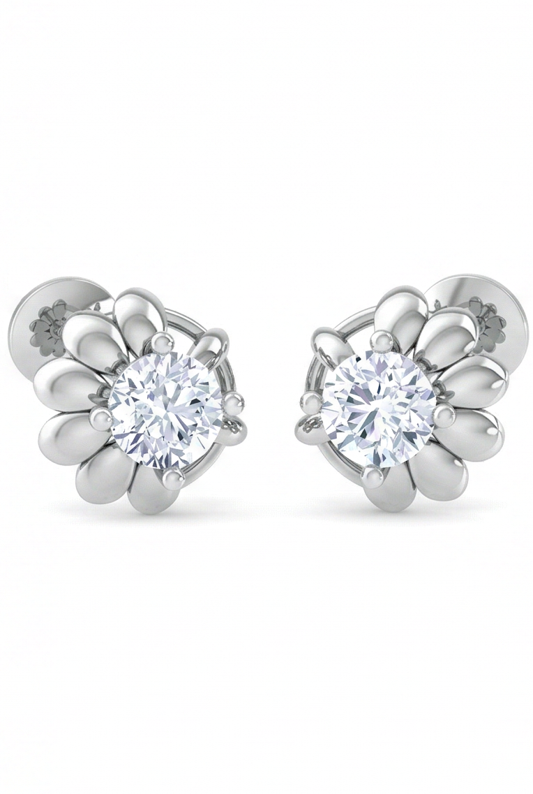 petal bloom diamond stud earrings | sculpted prong-set floral design
