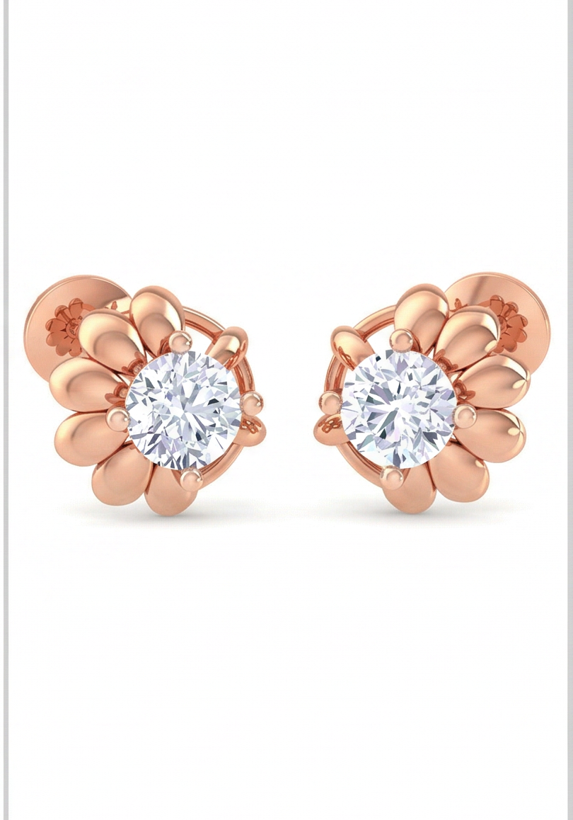 petal bloom diamond stud earrings | sculpted prong-set floral design