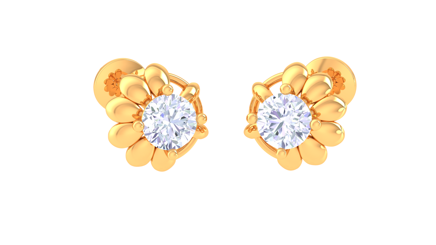 petal bloom diamond stud earrings | sculpted prong-set floral design