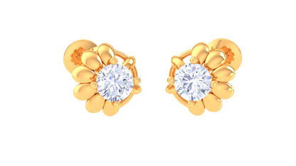 Petal Bloom Diamond Stud Earrings | Sculpted Prong-Set Floral Design