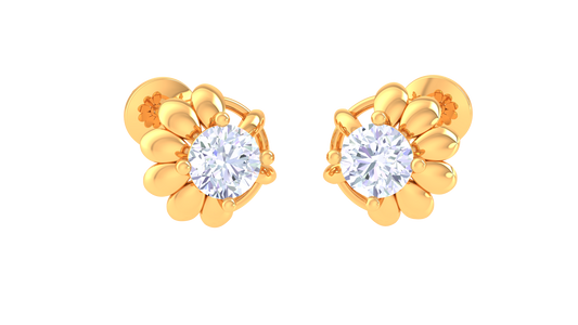 Petal Bloom Diamond Stud Earrings | Sculpted Prong-Set Floral Design