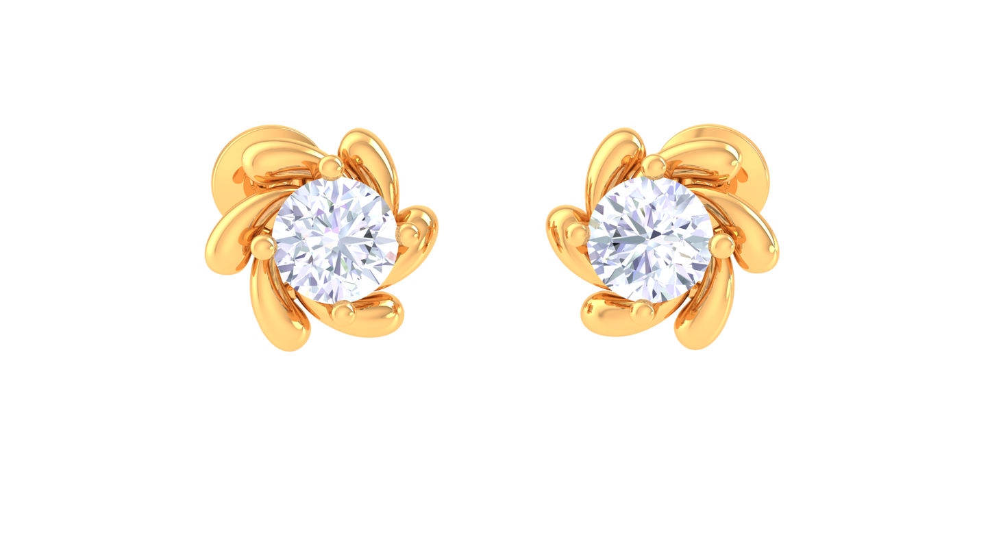 spiral bloom diamond stud earrings | sculpted prong-set floral design