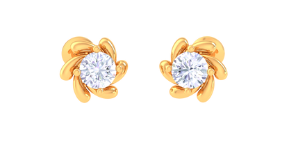 Spiral Bloom Diamond Stud Earrings | Sculpted Prong-Set Floral Design