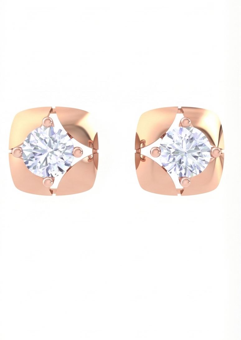 sculpted petal diamond stud earrings | prong-set layered floral design