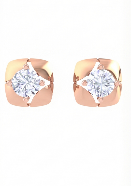 Sculpted Petal Diamond Stud Earrings | Prong-Set Layered Floral Design