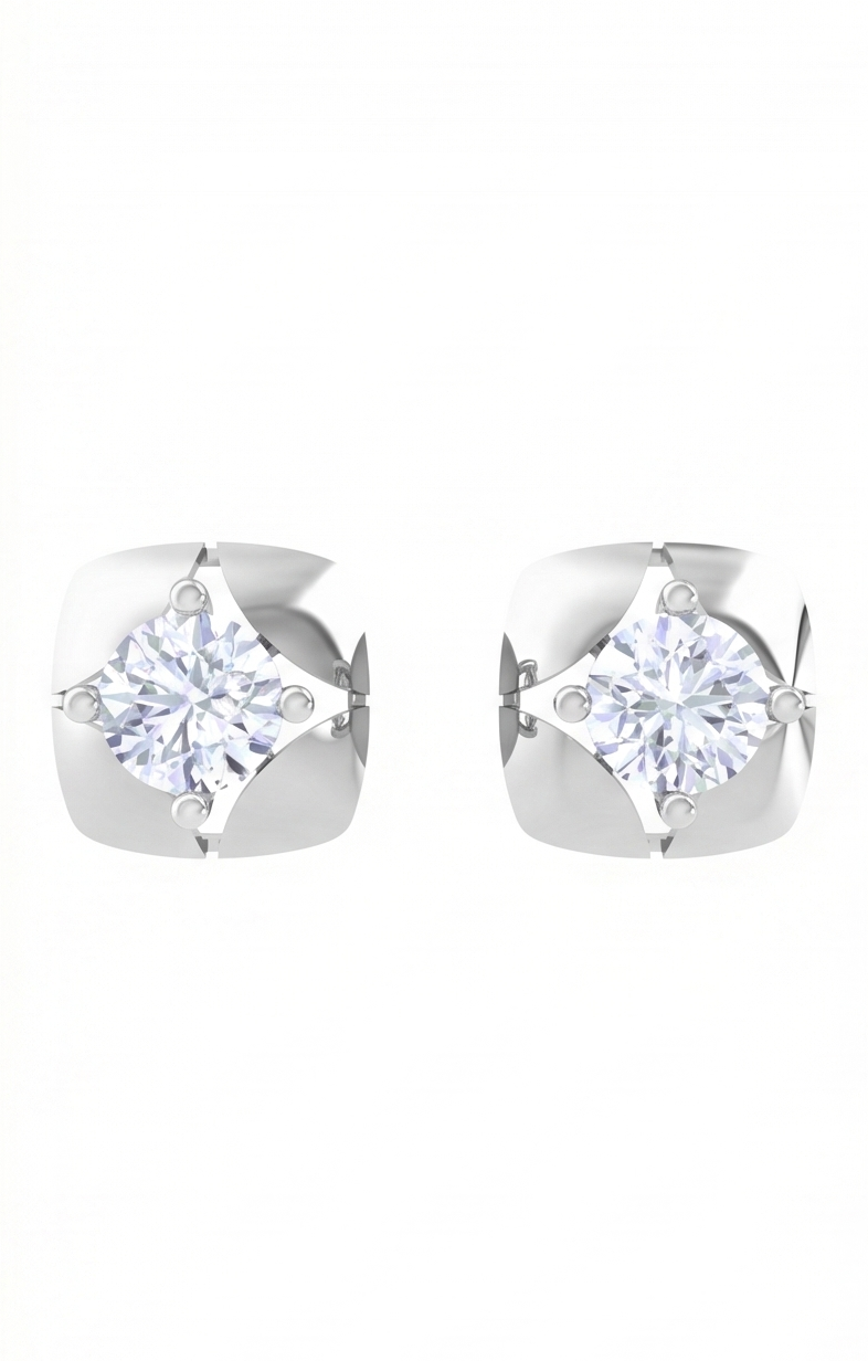 sculpted petal diamond stud earrings | prong-set layered floral design
