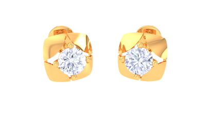 Sculpted Petal Diamond Stud Earrings | Prong-Set Layered Floral Design