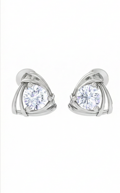 Interwoven Curve Diamond Stud Earrings | Sculpted Prong-Set Open Design