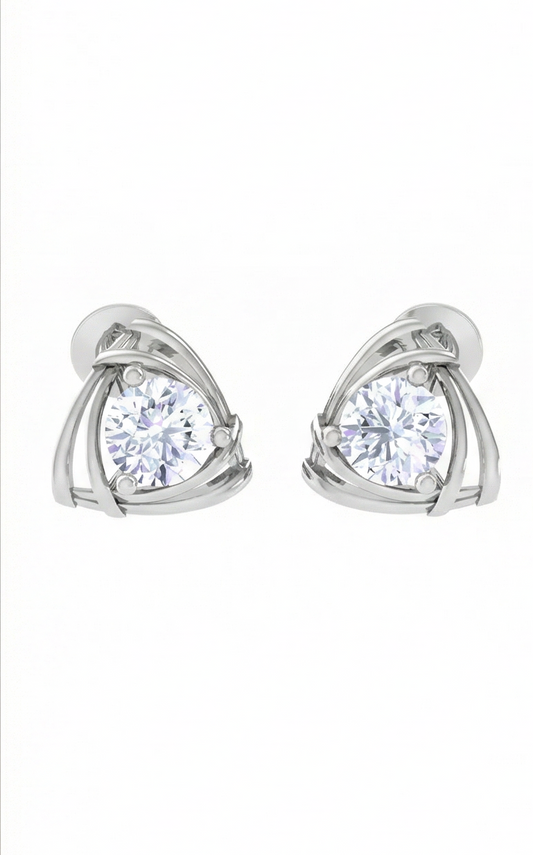 Interwoven Curve Diamond Stud Earrings | Sculpted Prong-Set Open Design