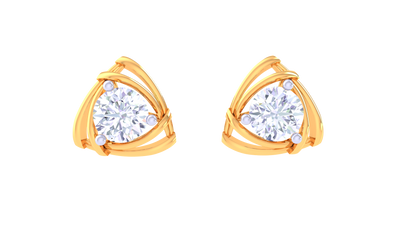 Interwoven Curve Diamond Stud Earrings | Sculpted Prong-Set Open Design