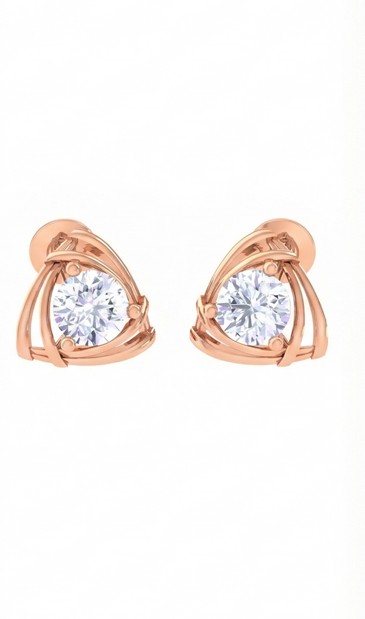 Interwoven Curve Diamond Stud Earrings | Sculpted Prong-Set Open Design