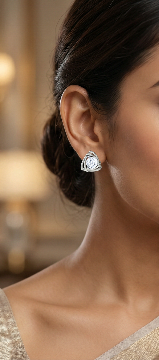 Interwoven Curve Diamond Stud Earrings | Sculpted Prong-Set Open Design