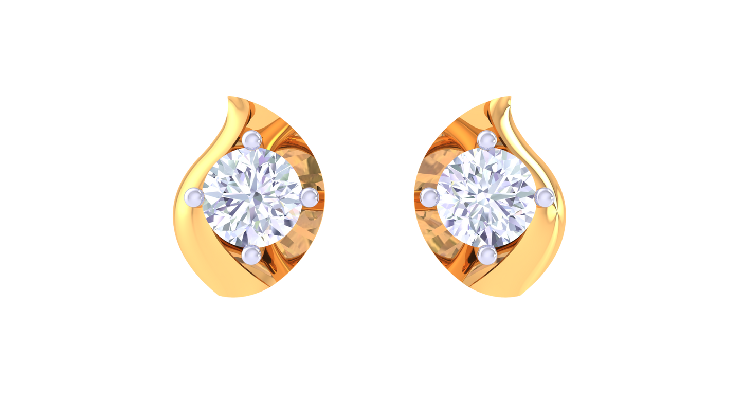 twisted wave diamond stud earrings | sculpted prong-set flow design