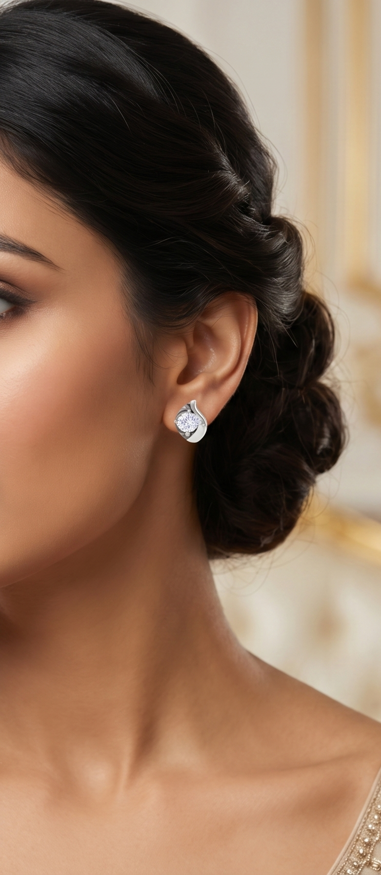 twisted wave diamond stud earrings | sculpted prong-set flow design