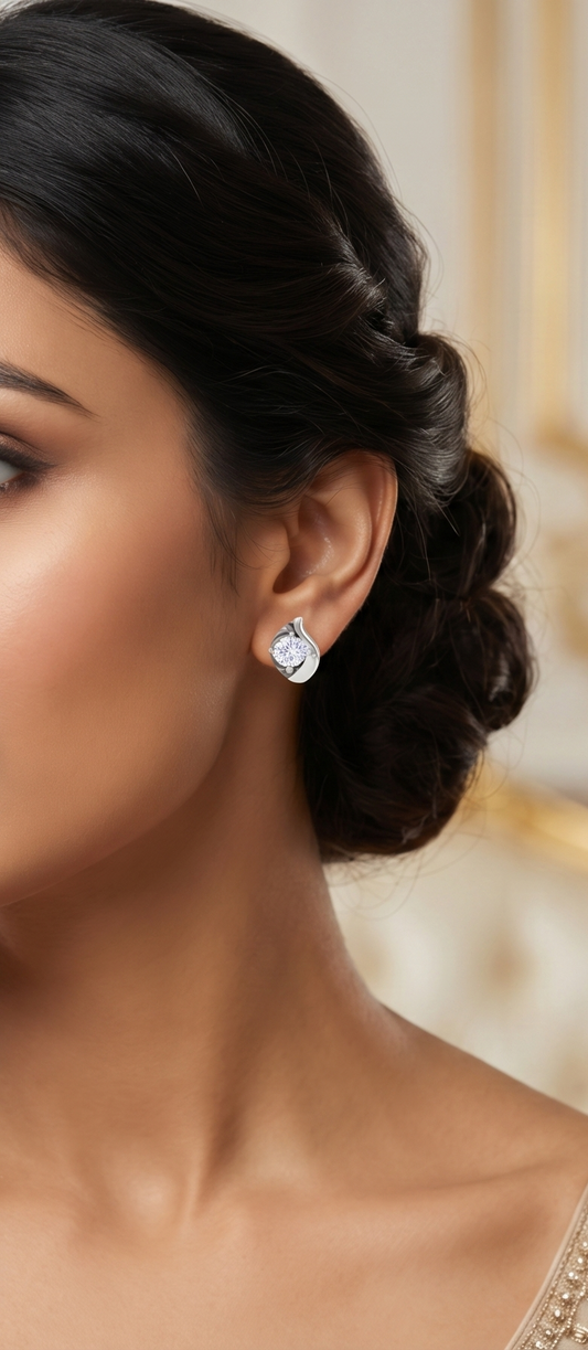 Twisted Wave Diamond Stud Earrings | Sculpted Prong-Set Flow Design