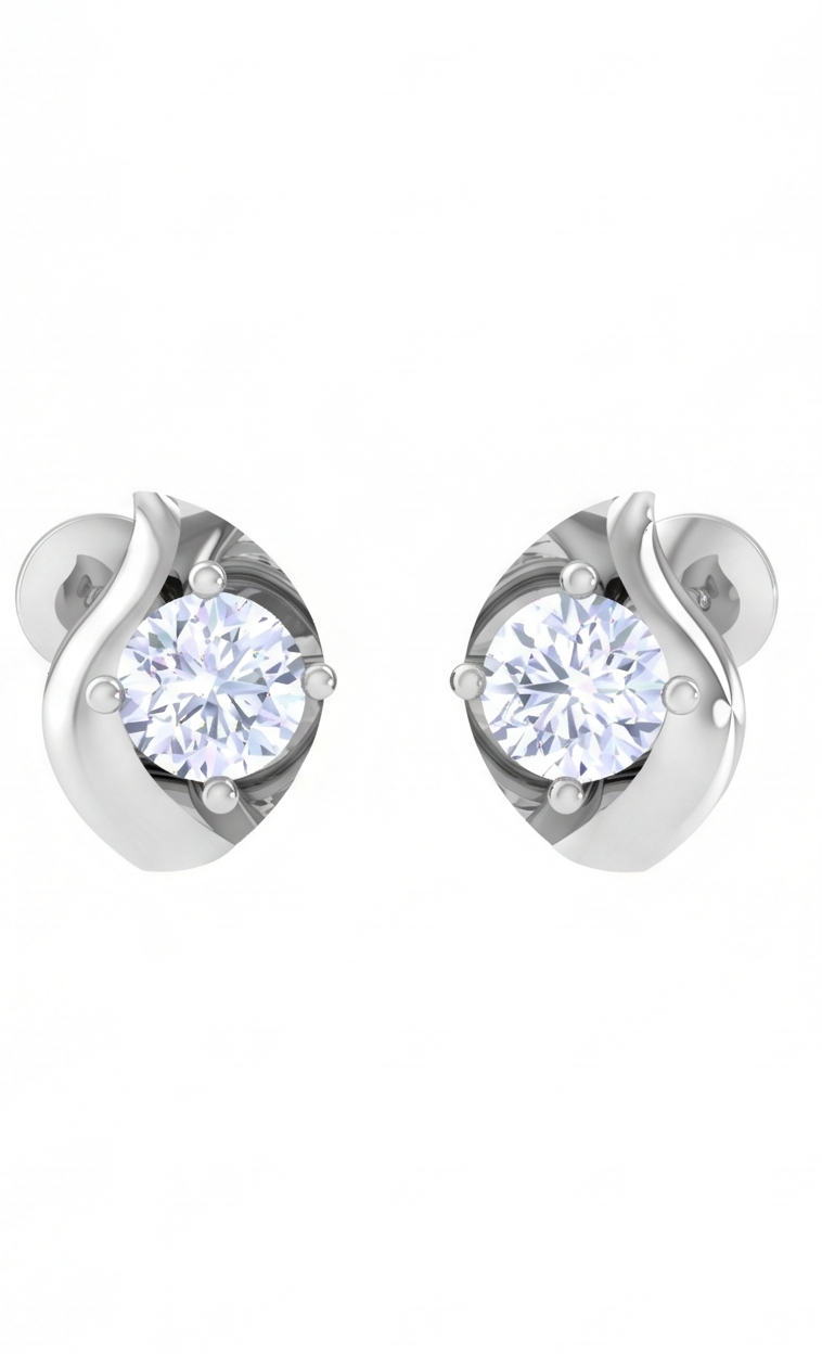 twisted wave diamond stud earrings | sculpted prong-set flow design