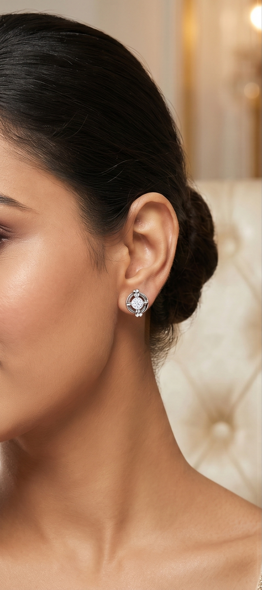 Classic Solitaire Diamond Stud Earrings | Four-Prong Minimal Setting