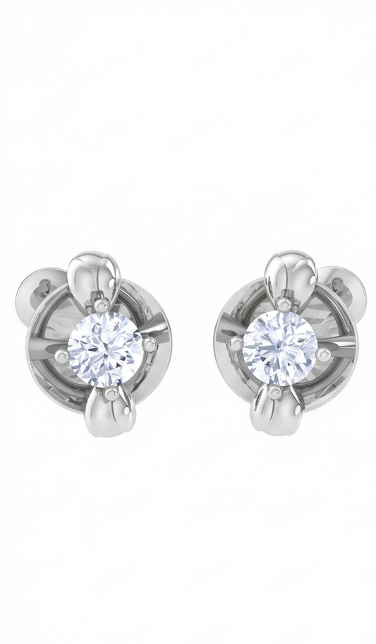 Classic Solitaire Diamond Stud Earrings | Four-Prong Minimal Setting