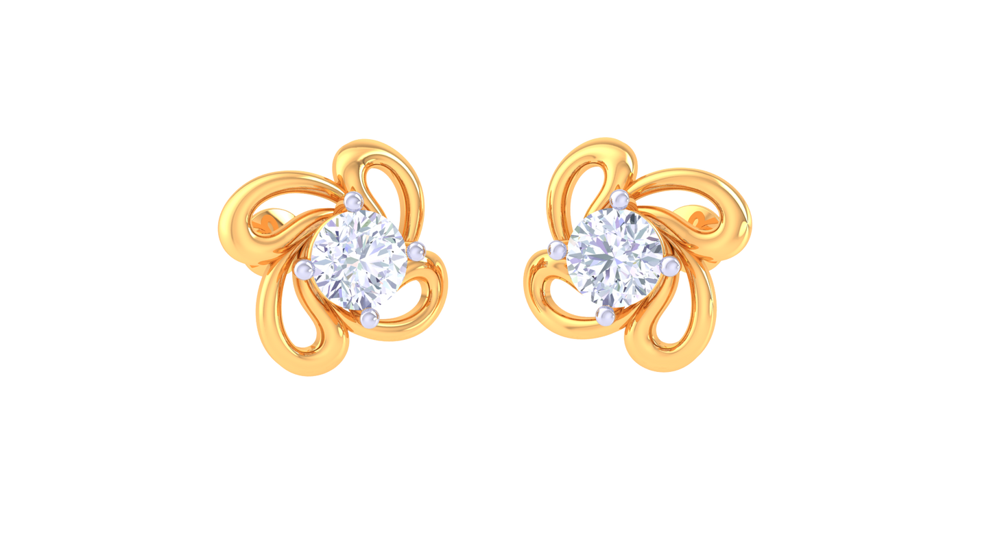 floral diamond stud earrings | sculpted prong-set swirl design